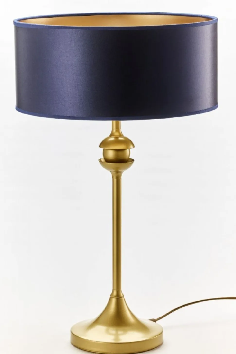 Lampa stołowa KASZMIR złota granatowy abażur 1xE27