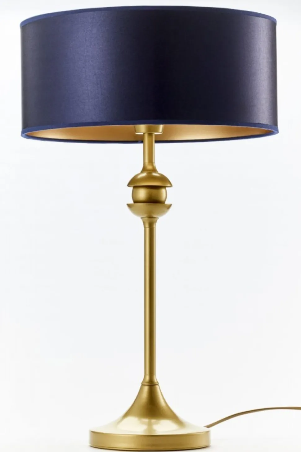 Lampa stołowa KASZMIR złota granatowy abażur 1xE27