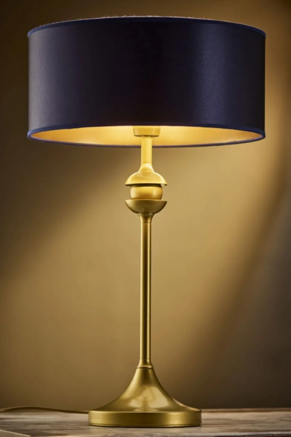 Lampa stołowa KASZMIR złota granatowy abażur 1xE27