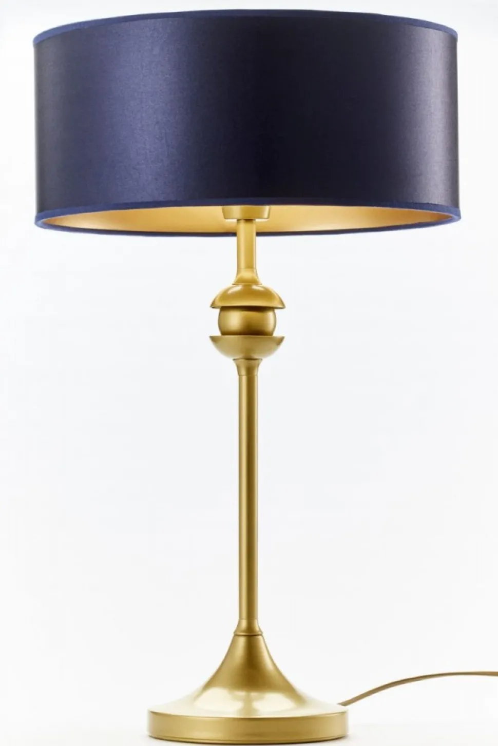 Lampa stołowa KASZMIR złota granatowy abażur 1xE27