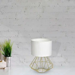 Lampa stołowa LUPO biała złota E27