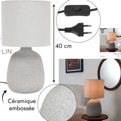 Lampa stołowa TERRA 40 cm szara