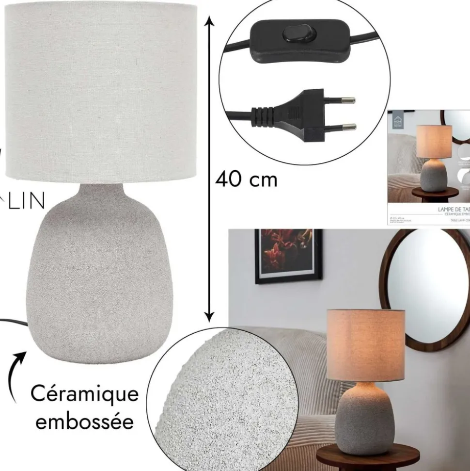 Lampa stołowa TERRA 40 cm szara