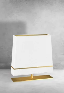 Lampa Stołowa VOLANS Biały Złoty Abażur 1xE27 50x52cm