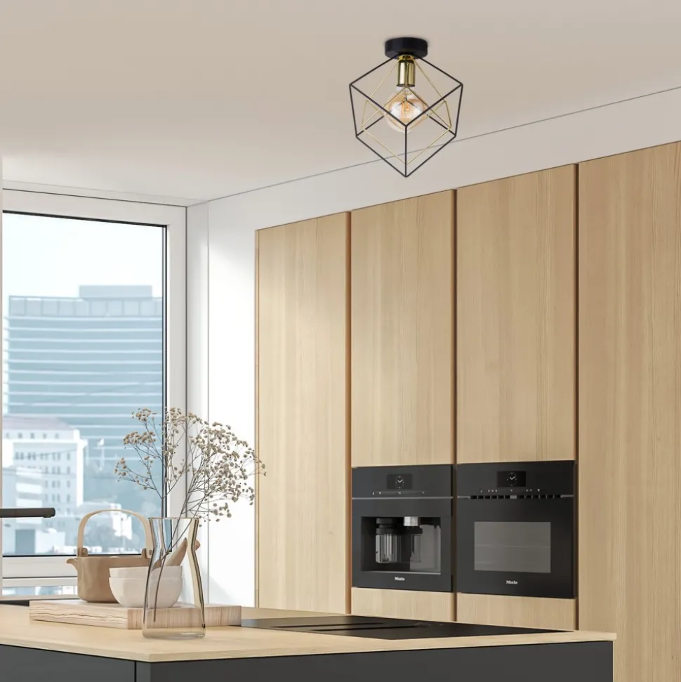 Lampa Sufitowa ALAMBRE Czarny Złoty 1xE27
