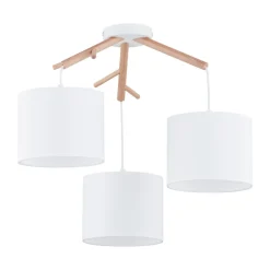 Lampa Sufitowa ALBERO Brązowy Biały Abażury 3xE27