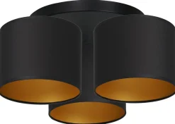 Lampa Sufitowa ARDEN Czarny Złoty Abażur 3xE27
