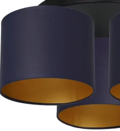 Lampa Sufitowa ARDEN Niebieski Złoty Abażur 3xE27