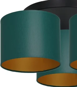 Lampa Sufitowa ARDEN Zielony Złoty Abażur 3xE27