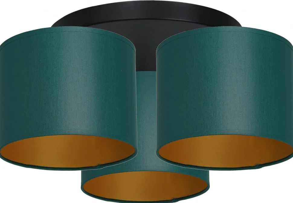 Lampa Sufitowa ARDEN Zielony Złoty Abażur 3xE27
