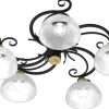 Lampa Sufitowa AURORA Czarny Złoty Szklany Klosz 5xE27
