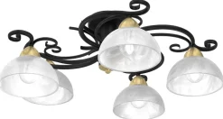 Lampa Sufitowa AURORA Czarny Złoty Szklany Klosz 5xE27