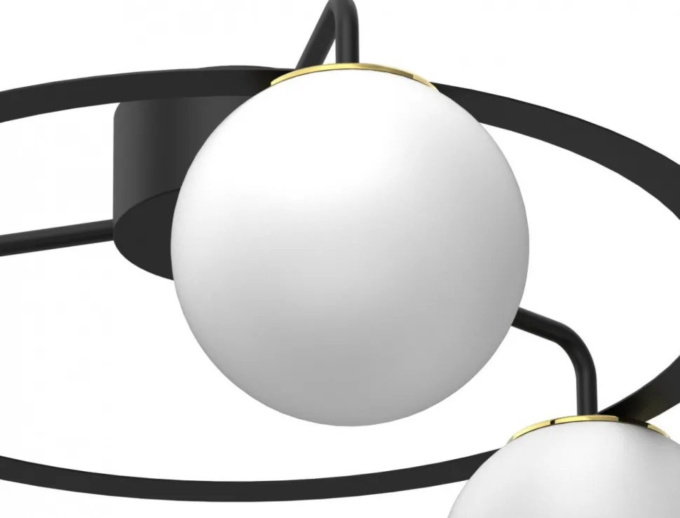 Lampa Sufitowa BALLO Czarny Złoty Szklany Klosz 3xE27