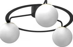 Lampa Sufitowa BALLO Czarny Złoty Szklany Klosz 3xE27