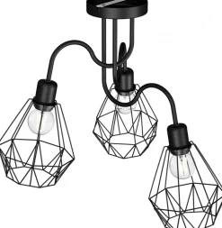 Lampa Sufitowa BERGEN Czarny Metalowy Klosz 3xE27