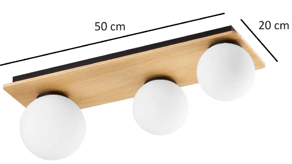 Lampa Sufitowa BIANCA Czarny Brązowy Szklane Klosze 3xG9