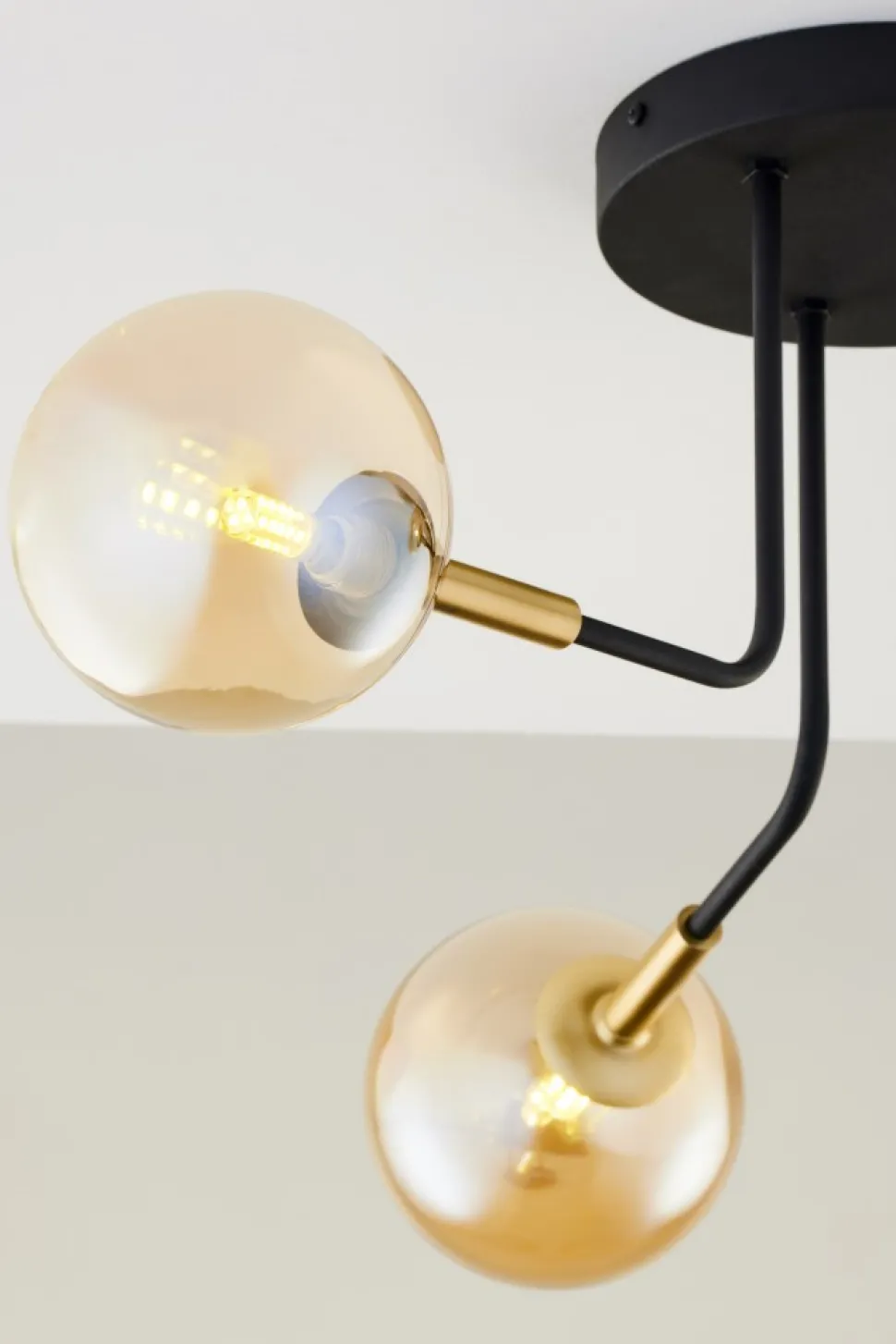 Lampa Sufitowa BURANO Czarny Bursztynowy Szklane Klosze 3xG9