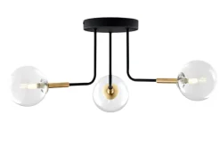 Lampa Sufitowa BURANO Czarny Transparentny Szklane Klosze 3xG9