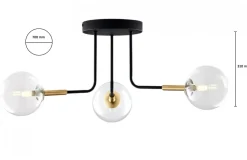 Lampa Sufitowa BURANO Czarny Transparentny Szklane Klosze 3xG9