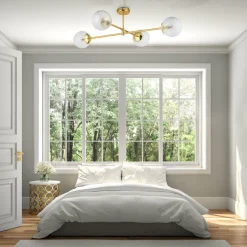 Lampa Sufitowa CADIX Złoty Szklane Klosze 4xG9