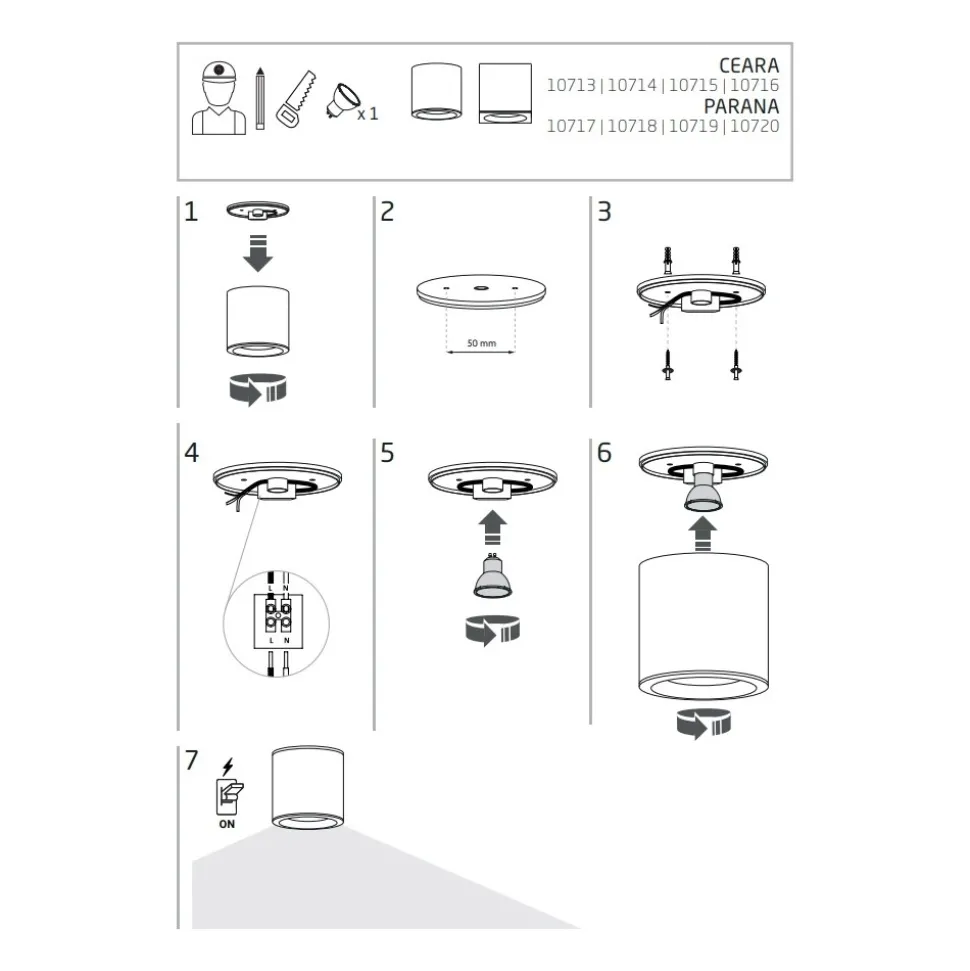 Lampa Sufitowa CEARA Złoty 1xGU10 IP44
