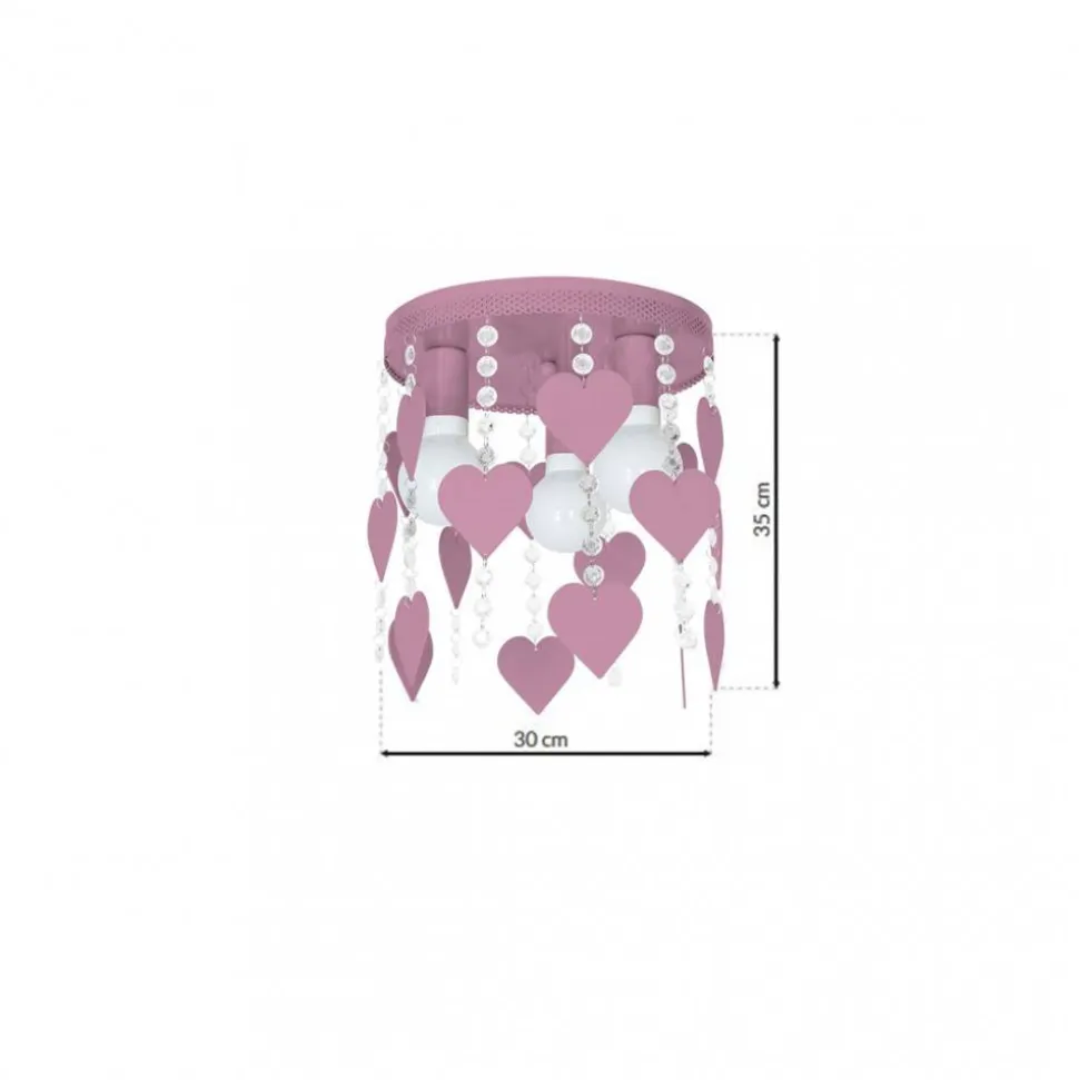Lampa Sufitowa CORAZON różowa 3xE27