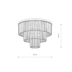 Lampa Sufitowa CRISTAL Czarny Szklane Kryształy 9xE14 56cm