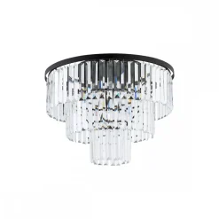 Lampa Sufitowa CRISTAL Czarny Szklane Kryształy 9xE14 56cm
