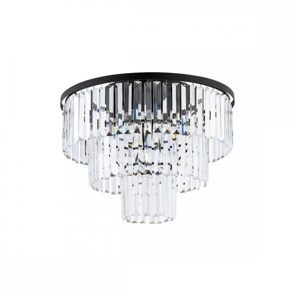 Lampa Sufitowa CRISTAL Czarny Szklane Kryształy 9xE14 56cm