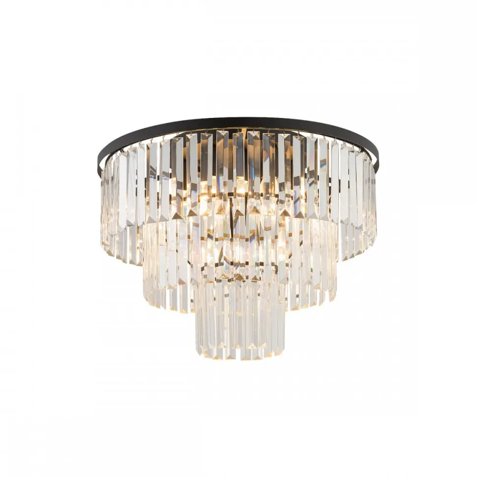 Lampa Sufitowa CRISTAL Czarny Szklane Kryształy 9xE14 56cm