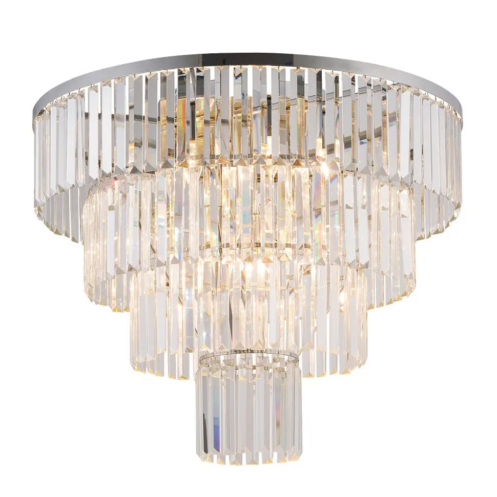 Lampa Sufitowa CRISTAL Srebrny Szklane Kryształy 12xE14 71cm