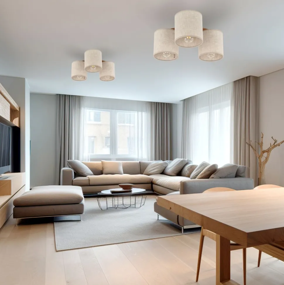 Lampa Sufitowa DEVA Brązowy Beżowy Abażury 3xE27