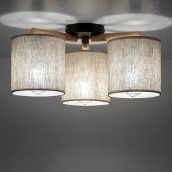 Lampa Sufitowa DEVA Brązowy Beżowy Abażury 3xE27