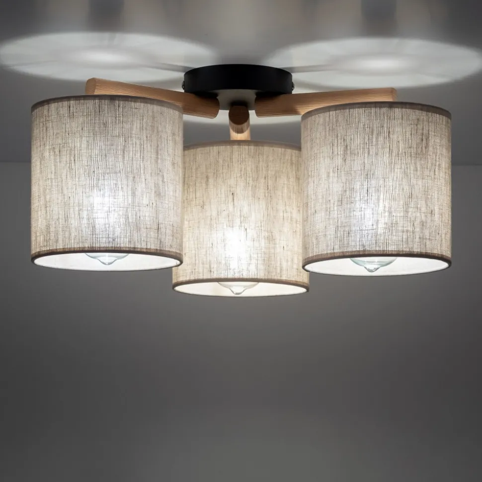 Lampa Sufitowa DEVA Brązowy Beżowy Abażury 3xE27