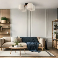 Lampa Sufitowa DEVA Brązowy Beżowy Abażury 4xE27