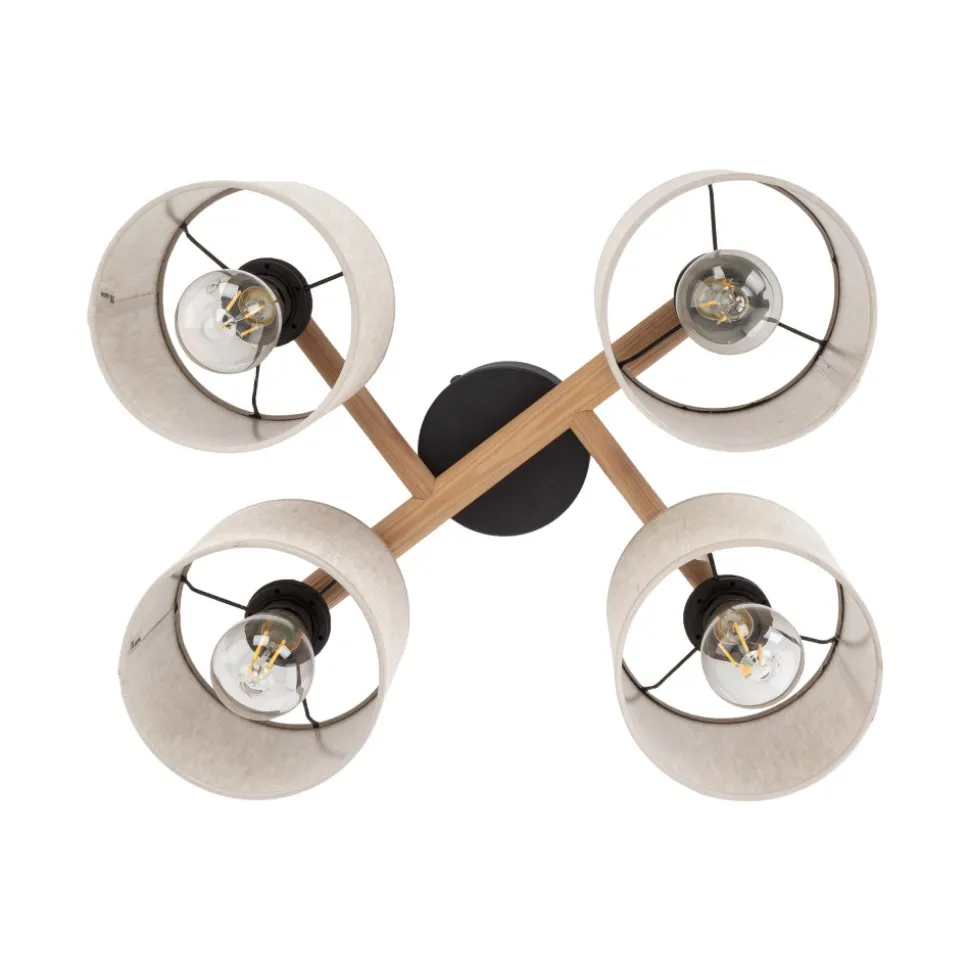 Lampa Sufitowa DEVA Brązowy Beżowy Abażury 4xE27