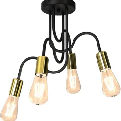 Lampa Sufitowa DOW Czarny Złoty 4xE27