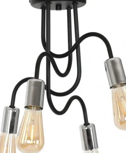 Lampa Sufitowa DOW Czarny Srebrny 4xE27