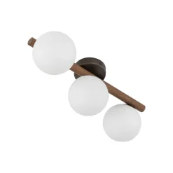 Lampa sufitowa ESTERA WOOD orzech klosz biały 3xG9