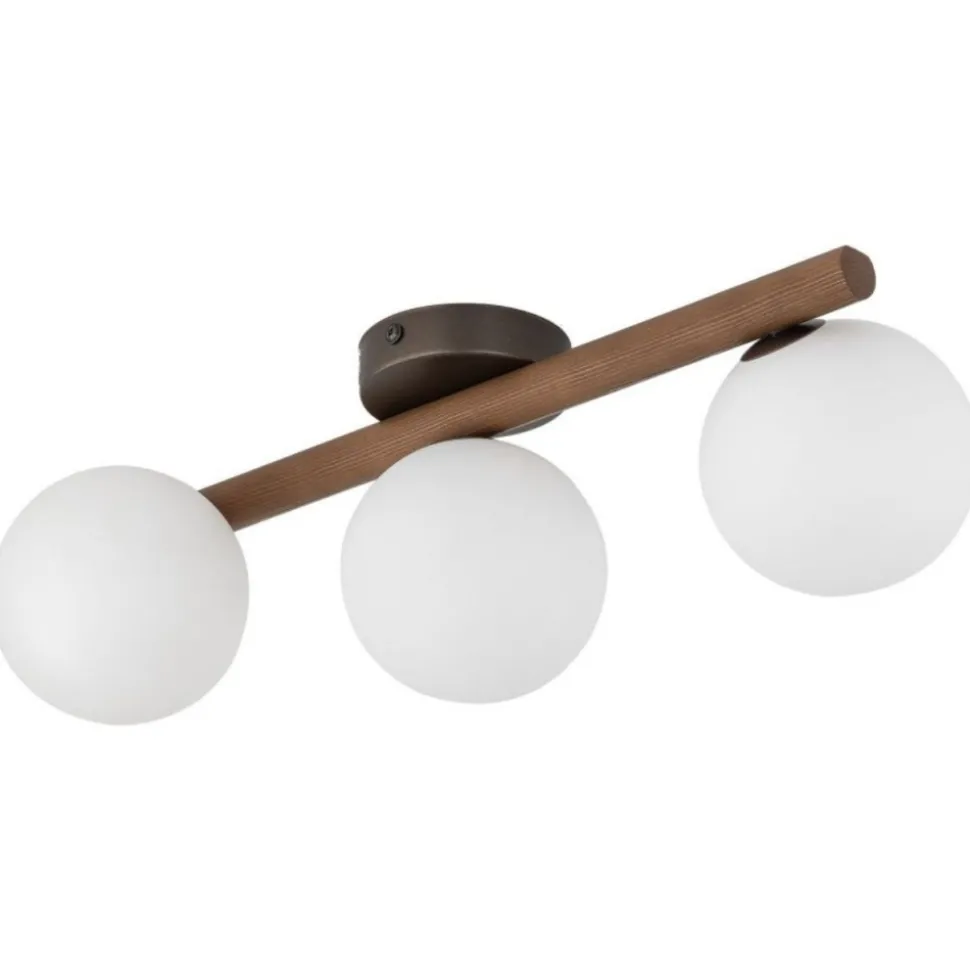 Lampa sufitowa ESTERA WOOD orzech klosz biały 3xG9
