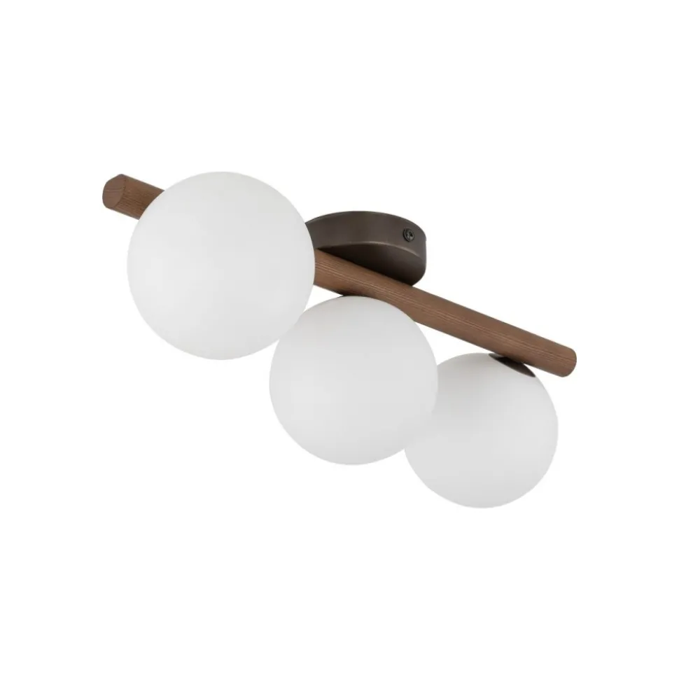 Lampa sufitowa ESTERA WOOD orzech klosz biały 3xG9