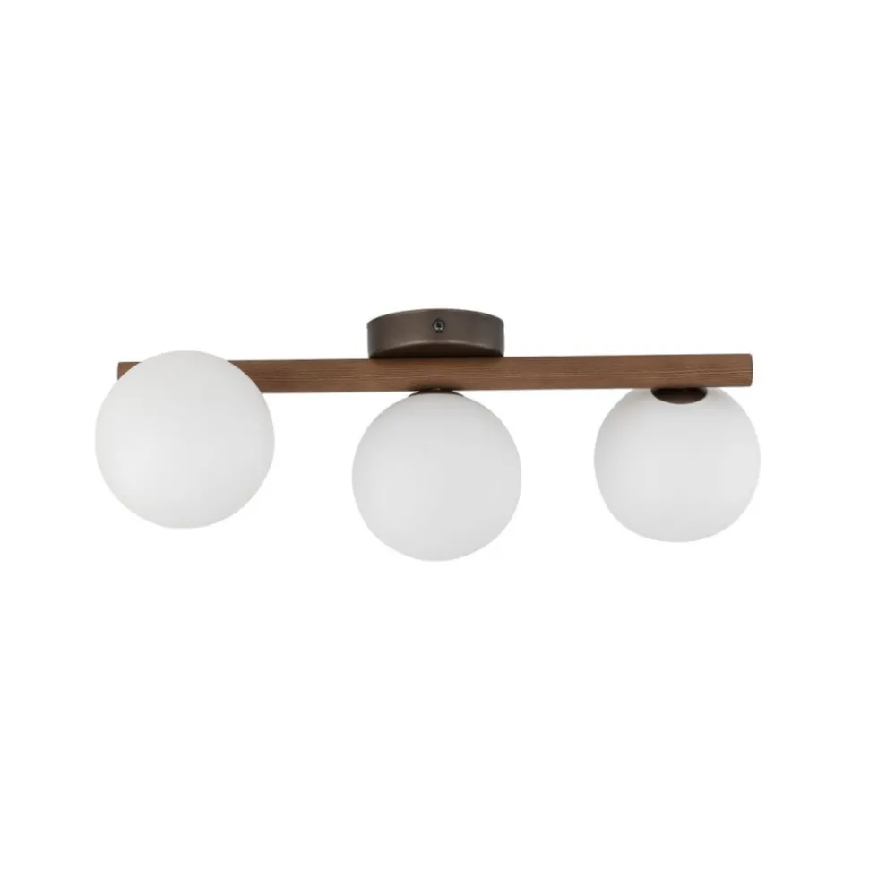 Lampa sufitowa ESTERA WOOD orzech klosz biały 3xG9