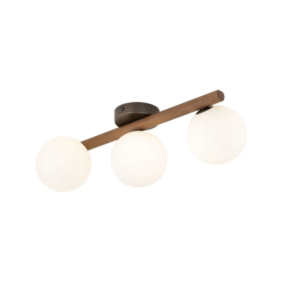 Lampa sufitowa ESTERA WOOD orzech klosz biały 3xG9