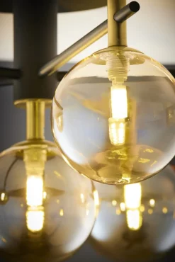 Lampa Sufitowa FIGARO Czarny Bursztynowy Szklane Klosze 6xG9