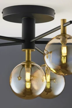 Lampa Sufitowa FIGARO Czarny Bursztynowy Szklane Klosze 6xG9