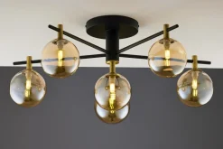 Lampa Sufitowa FIGARO Czarny Bursztynowy Szklane Klosze 6xG9