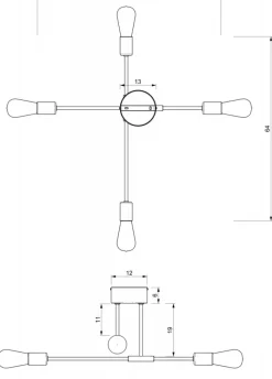 Lampa Sufitowa FLAME Czarny Złoty 4xE27