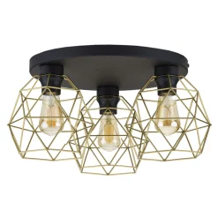Lampa Sufitowa GALAXY Czarny Złoty Metalowe Klosze 3xE27
