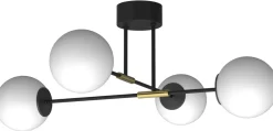 Lampa Sufitowa GLAME Czarny Złoty Szklany Klosz 4xE27