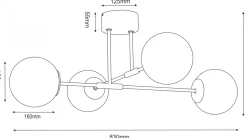 Lampa Sufitowa GLAME Czarny Złoty Szklany Klosz 4xE27
